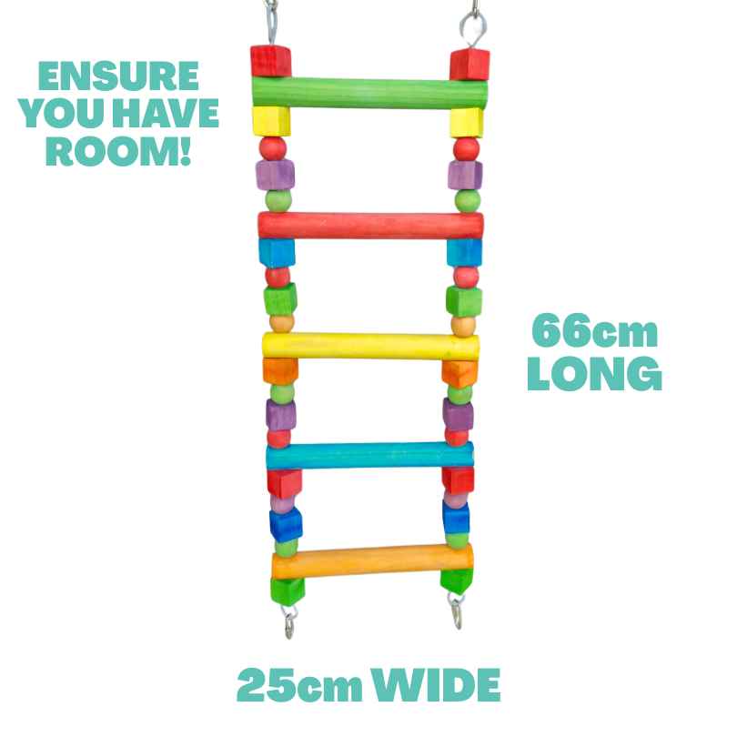 Cheeky Bird Big Ladder showing the wooden rungs and clips at each end