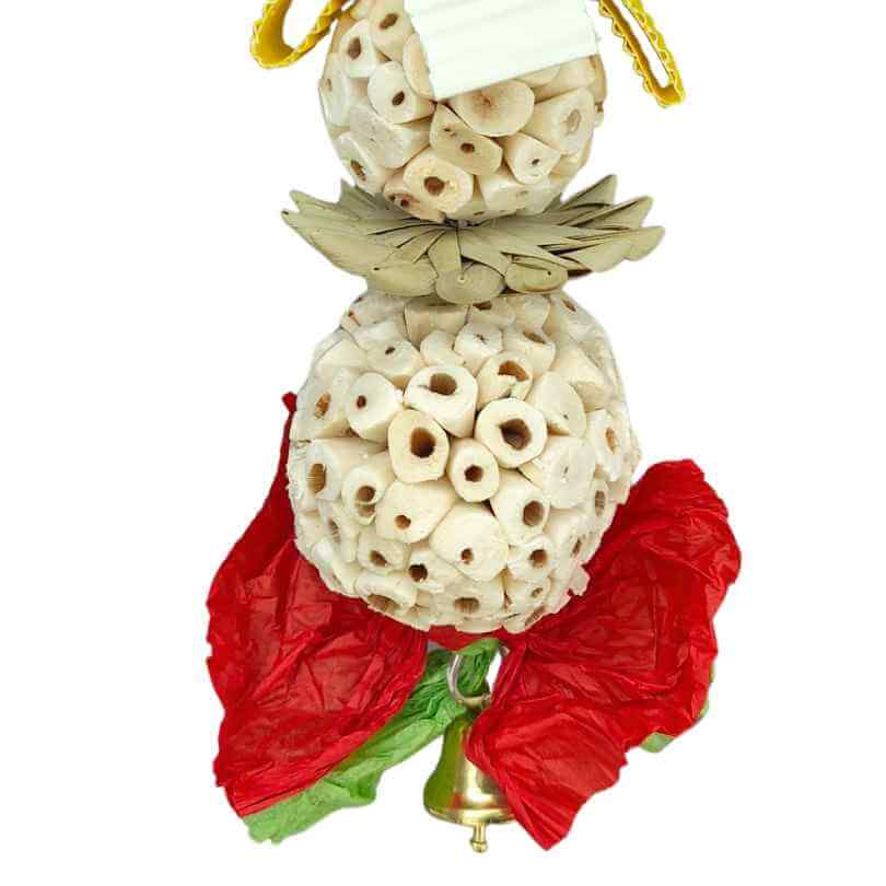 Close up of the base of the Christmas Sola Snowman showing the sola and crinkle paper