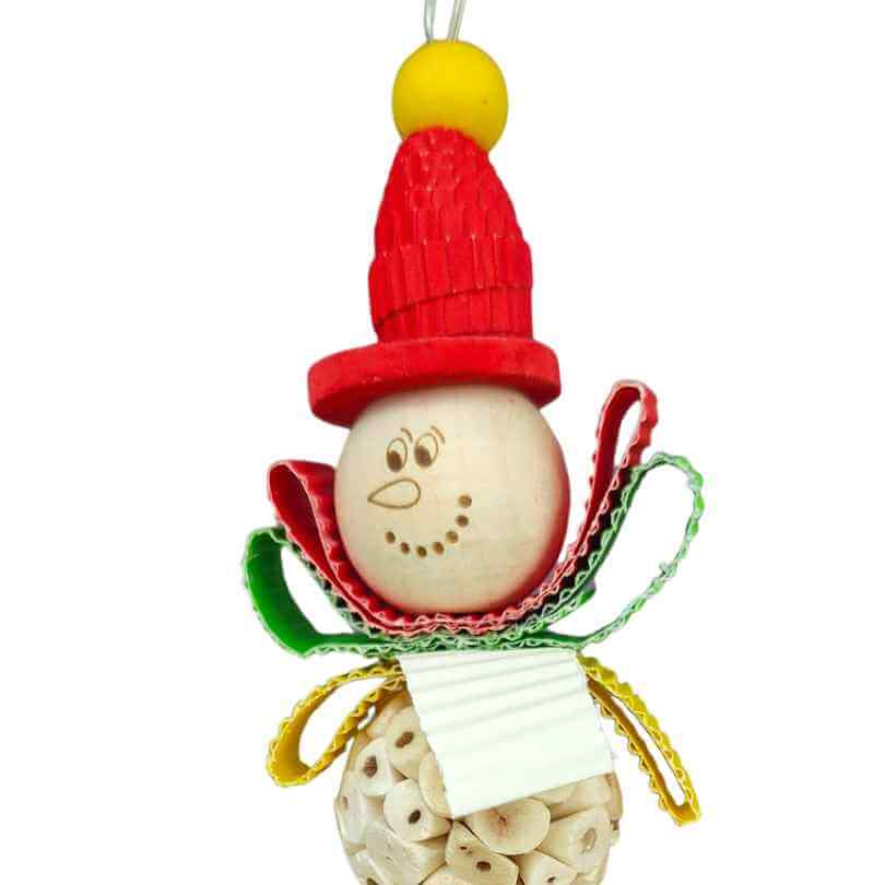 Close up of the Christmas Sola Snowman's head with his paper hat and bow tie