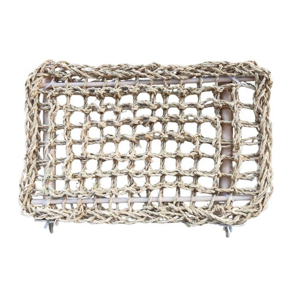 Large Feathered Friends Seagrass Platform with a natural woven surface and cage mounts
