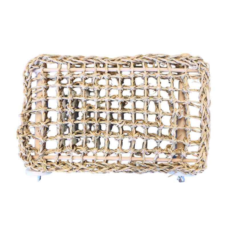 Large Feathered Friends Seagrass Platform with a natural woven surface and cage mounts
