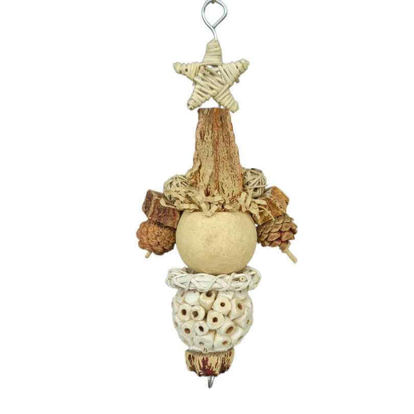 Sola Forest Star Forager – wood, sola and mahogany foraging toy for small birds
