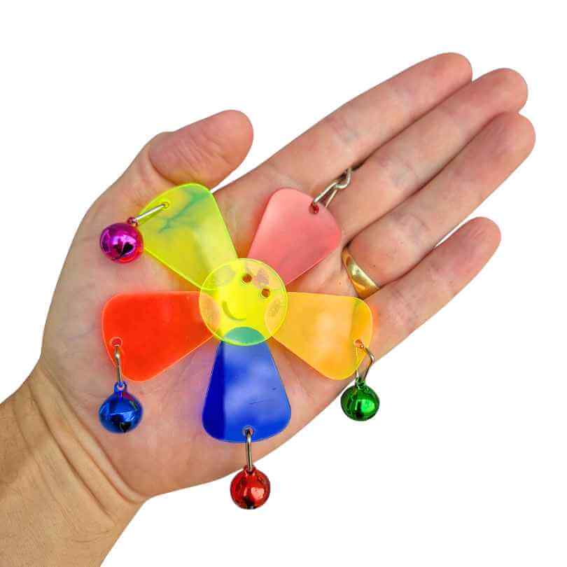 Second view of the Acrylic Happy Flower showing the acrylic petals and jingly bells