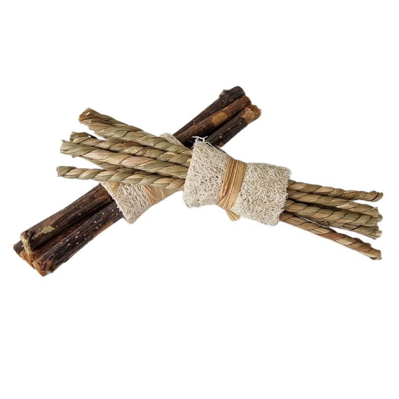 Apple Stick and Hay Foot Toy 2pk