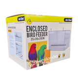 Avi-One Enclosed Acrylic Feeder Large in its retail box