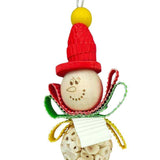 Close up of the Christmas Sola Snowman's head with his paper hat and bow tie