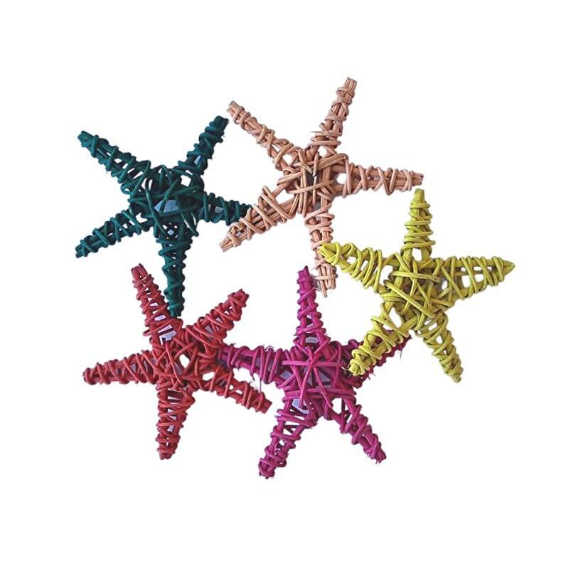Colourful Wicker Stars 5pk