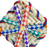 Close view of the palm leaf and sisal rope on the Diamond Pendant Chew