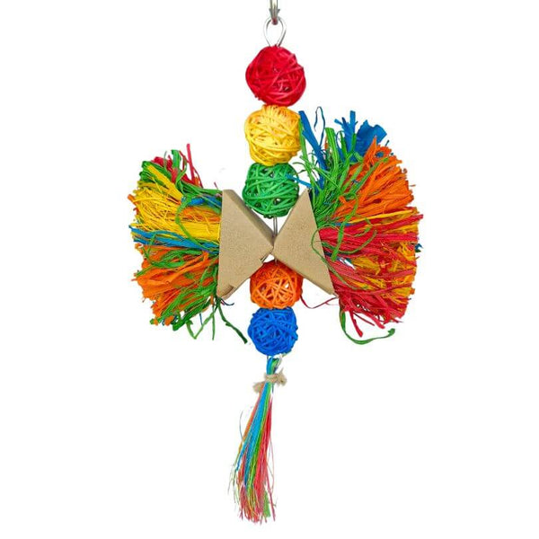 Dragonfly Nibbler bird toy with wing-shaped chew pieces and a hanging body