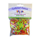Mixed colour shredded paper refill pulled apart and fluffed up for filling bird foraging toys