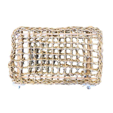 Large Feathered Friends Seagrass Platform with a natural woven surface and cage mounts
