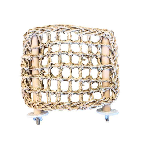 Small Feathered Friends Seagrass Platform with a natural woven surface and cage mounts