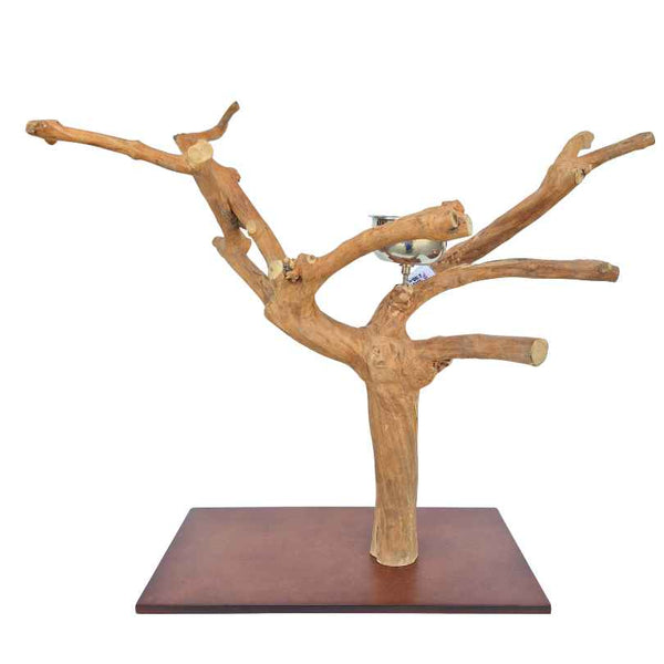 Java Tabletop Play Gym 807, hand crafted java wood tabletop parrot stand with a food bowl and toy hook, approx 63cm tall
