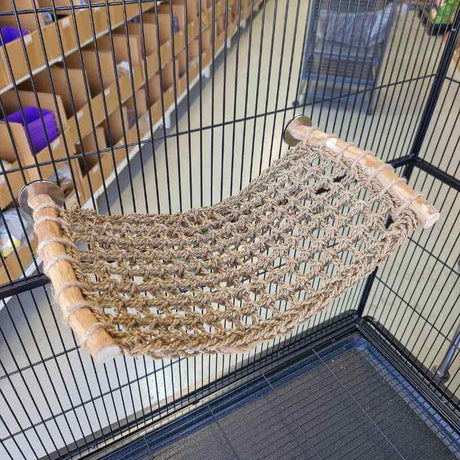 Full view of the Java Trampoline java wood frame and woven seagrass platform