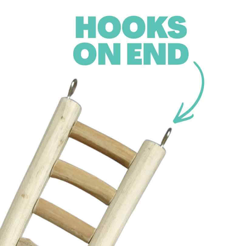 Close up of the natural Java wood rungs on the Java Wood Ladder