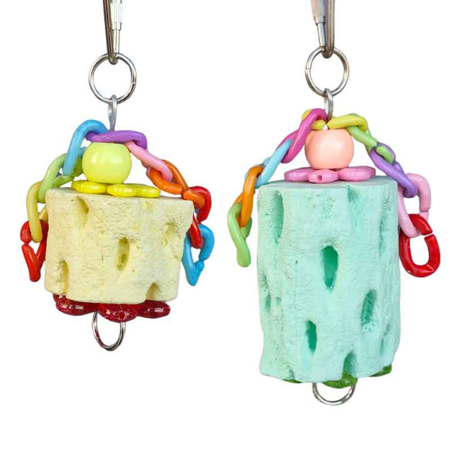 Mineral Nibblers bird toy with colourful mineral chewing pieces