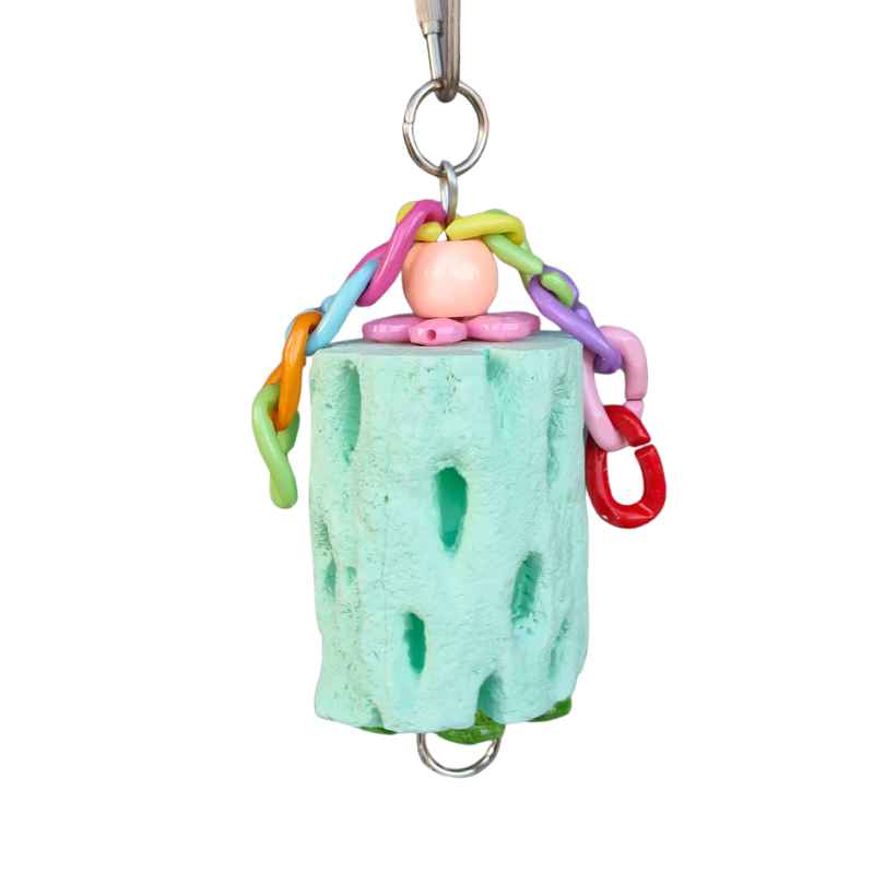 Colourful Mineral Nibblers chew toy for pet birds