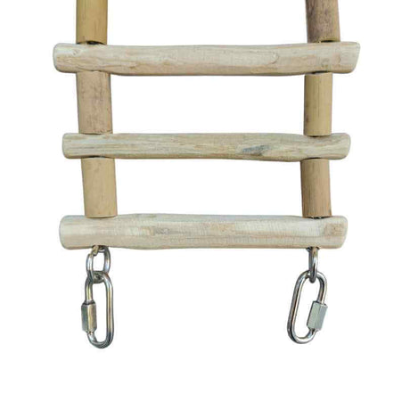 Ninos Natural Java Bamboo Ladder showing the bamboo rungs and Java wood sides joined with chain