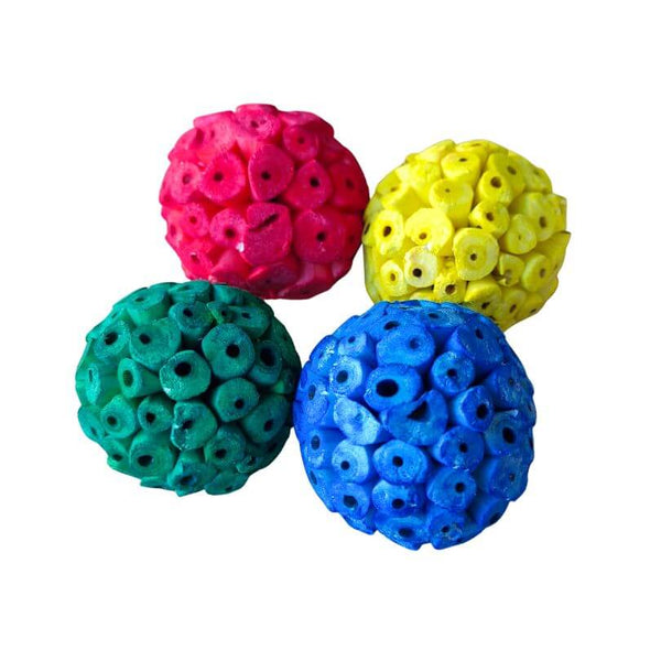 Ninos Rainbow Sola Chew Balls 4pk with four lightweight balls in assorted colours