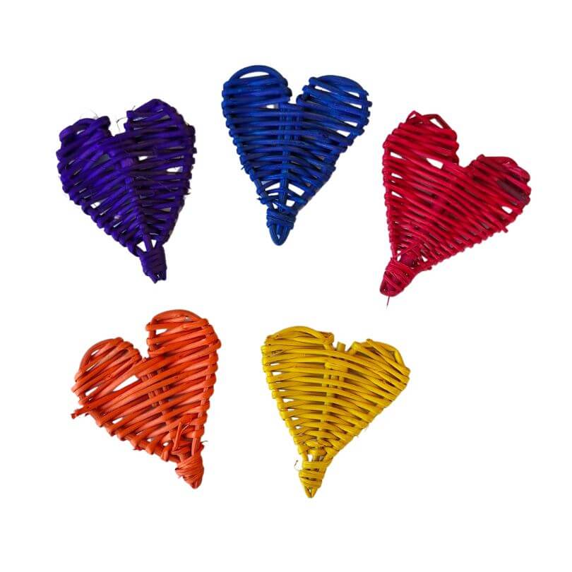 Rainbow Wicker Heart Foot Toys 5pk