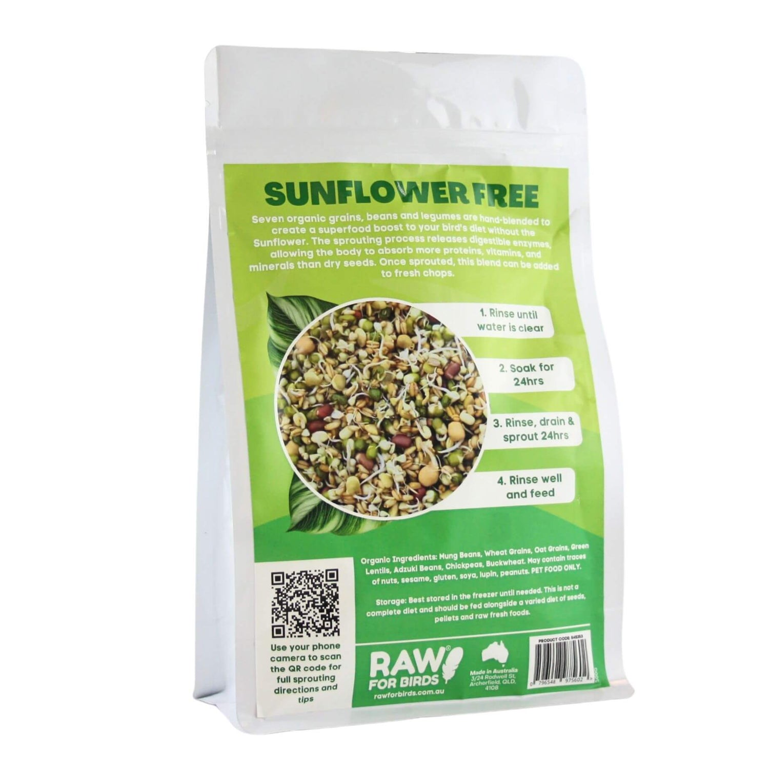 Raw for Birds Sunflower Free Sprouting Blend 500g