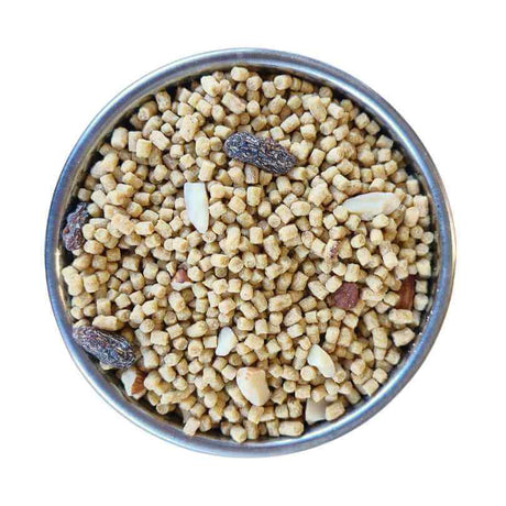 Vetafarm Parrot Essentials Pellet packaging shown with the pellet texture