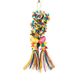 Beak Joy Woven Wonders Shredder Balls, colourful hanging palm leaf and abaca bird shredding toy