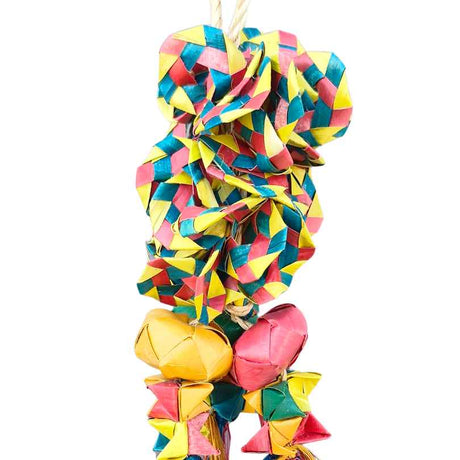 Woven Wonders Shredder Balls showing the woven palm leaf balls and crinkly shreddable pieces