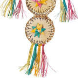 Close-up of the woven palm leaf and bamboo textures on the Woven Wonders Dream Catcher bird toy