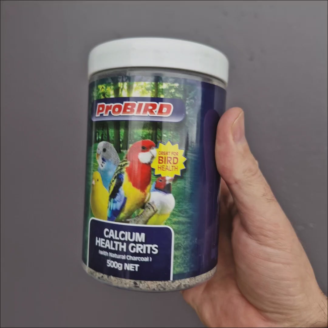 ProBird Calcium Health Grit 500g, calcium grit with Red Gum charcoal and minerals for pet birds