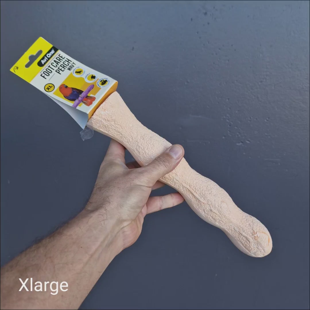 Wavy mineral footcare perch with varied surface for pet birds