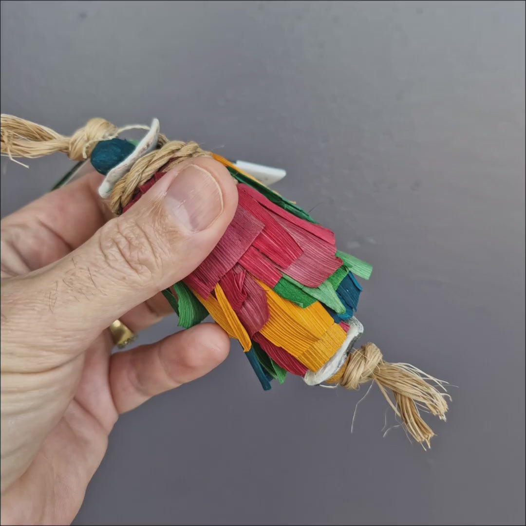 Husky foot toy for parrots to hold, chew and play with