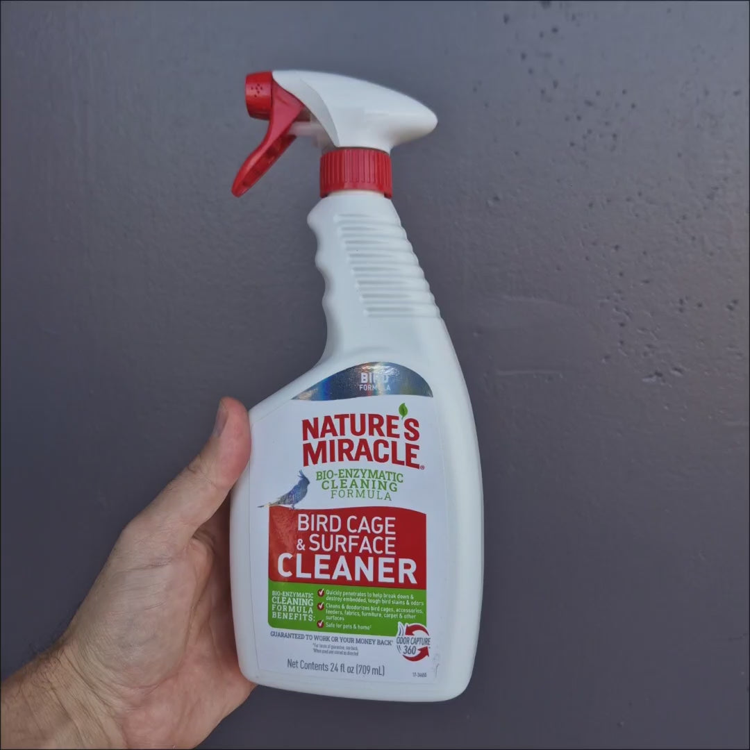 Nature's Miracle Bird Cage Cleaner spray for cleaning cages and accessories