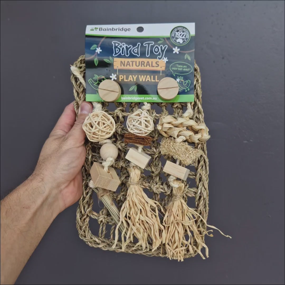 Seagrass Tassel Wall – coconut, seagrass and wicker foraging toy for birds of all sizes