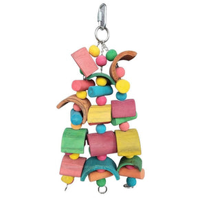 Large Java Halfmoon Glider with curved chains, chunky Java wood blocks and beads